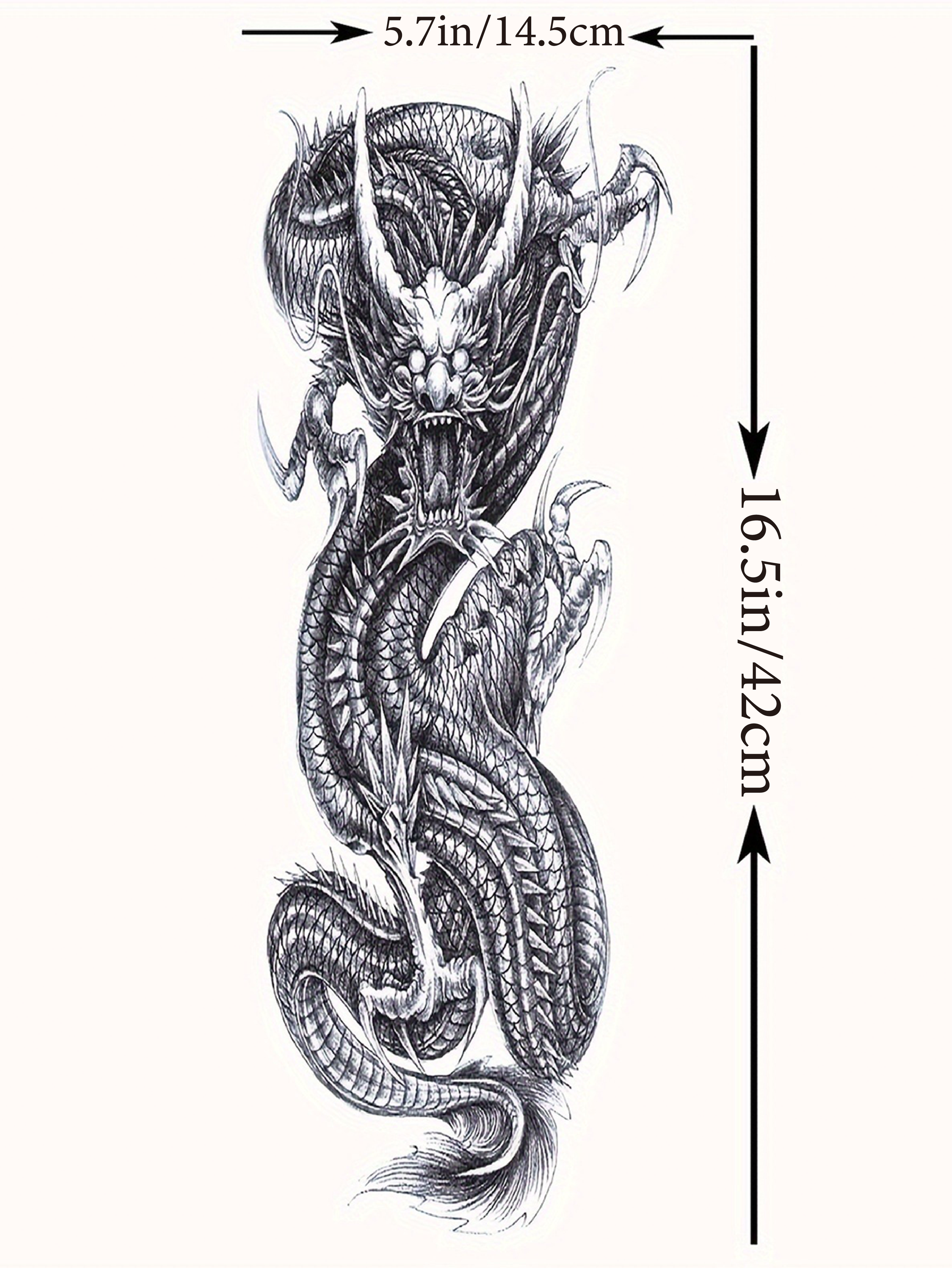 Realistic Black Dragon Waterproof Temporary Tattoo